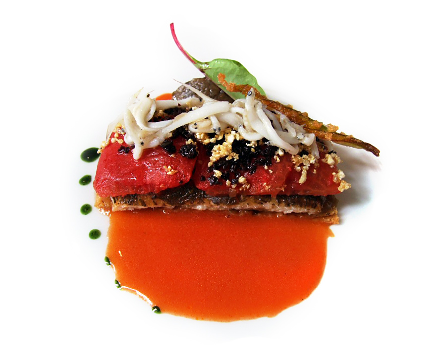 Tomaten-Tarte mit Auberginen und Sardinen
